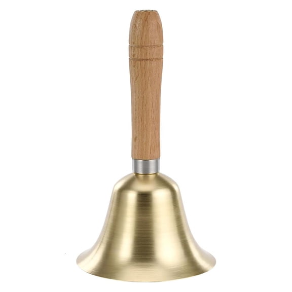 Brass Hand Bell with Wooden Handle Dinner Service Bell Loud Ringing Bell for School Classroom, Service and Game