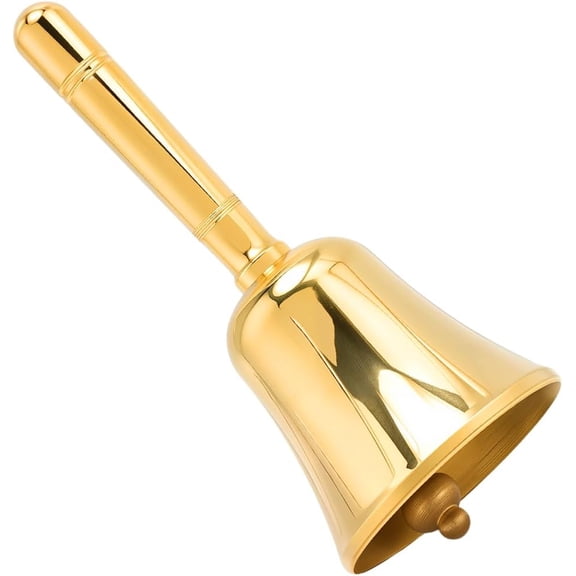 Brass Hand Call Bell Loud Small 3.8 Inch Vintage Retro Unplated Solid Display Service Decorative Handheld Ringing Handbells