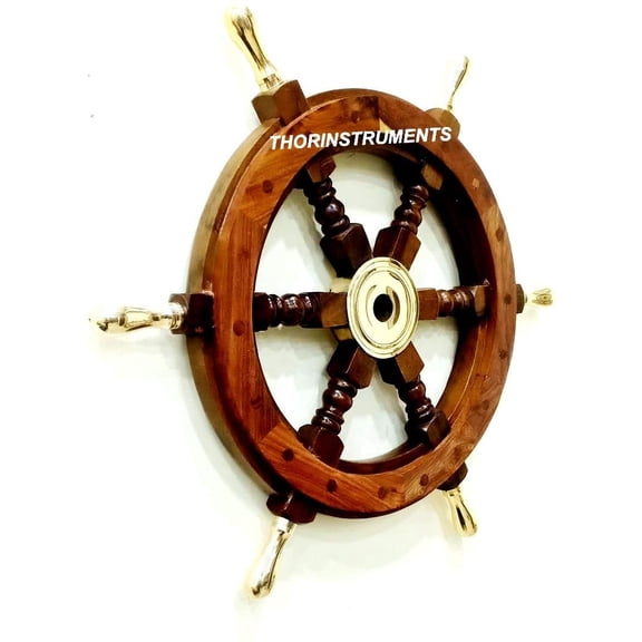 Brass Handle Nautical Ship Wheel Classic Design Boat's Wheel (18 inches)
