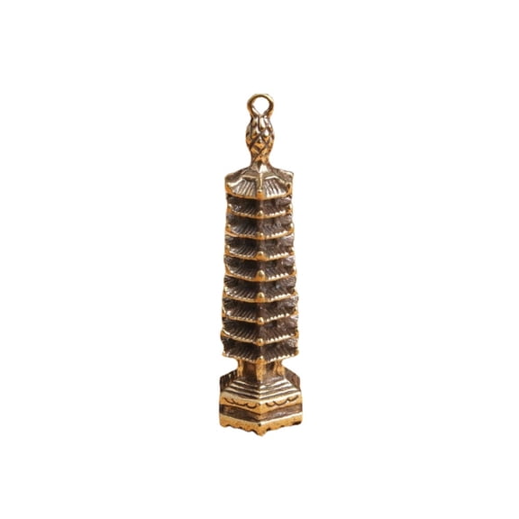 Brass Handmade Pagoda Statue Collection Desktop Ornament Chinese Old