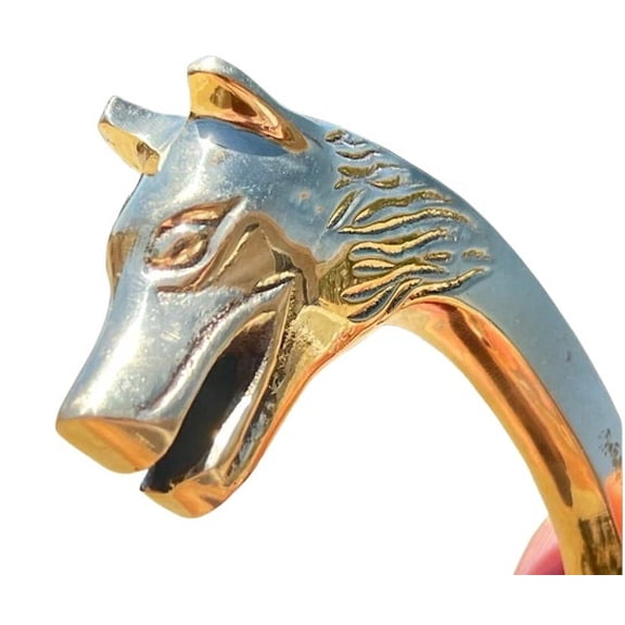 Brass Handmade Wolf Head Shaped Walking Stick Handle for Grandmother Grandfather