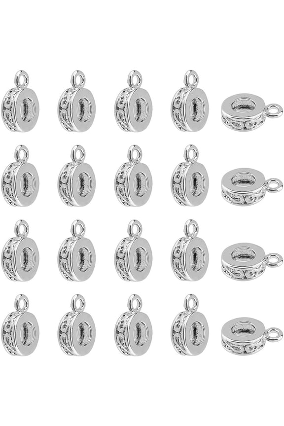 Brass Hanger Links Donut Charm Links Pendant Bail Carrier Beads for DIY Dangle Jewelry Necklace Bracelet Making