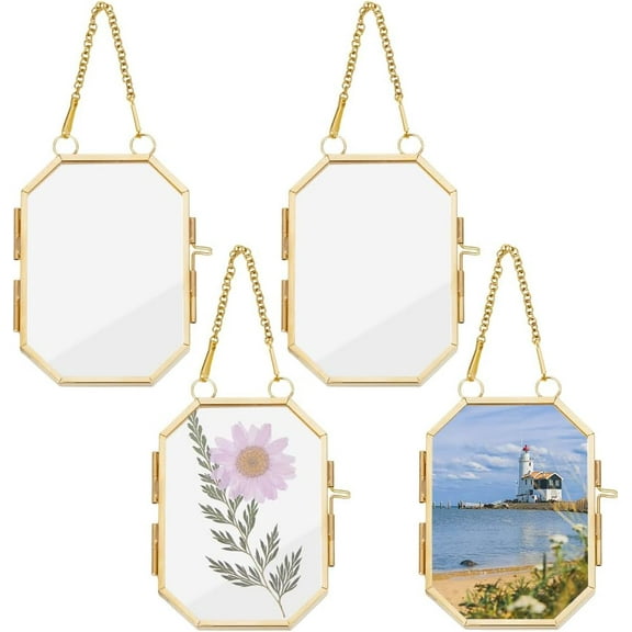 Brass Hanging Photo Frames with Glass Windows for Home Decorations Arch 12cm