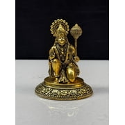 Brass Hanuman Idol with Gada   Bajrang Bali Statue for Home Temple, Pooja & Vastu Decor