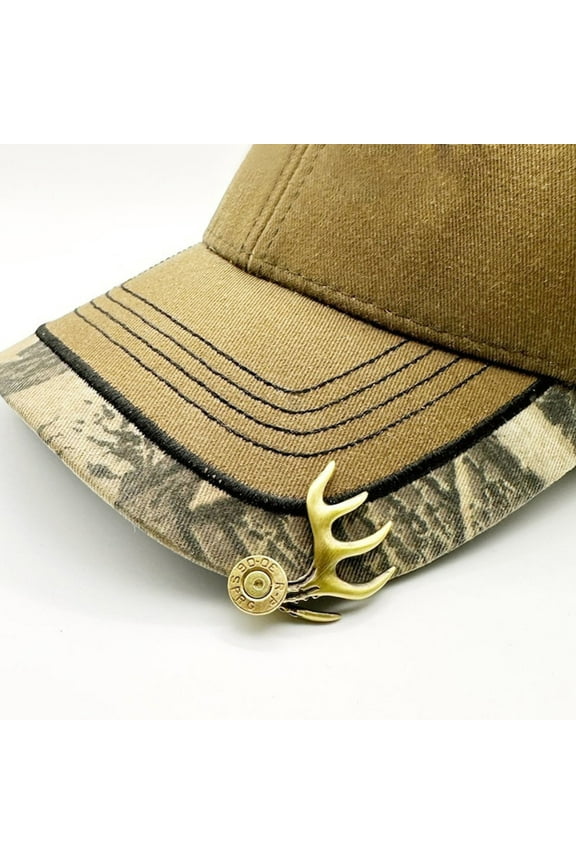 Brass Hat Clip Antler Shape | Durable Lightweight Handcrafted Solid Metal Clip for Outdoor Hunting Hiking Fishing | Retro Vintage Style | Securely Holds Hats | 5cm x 5cm | 30g | 1 Pack
