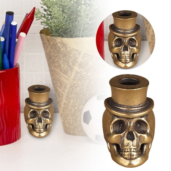 Brass Head Figurine Gothic Style Art Piece Unique Home Desktop Ornament for Halloween and Everyday Display