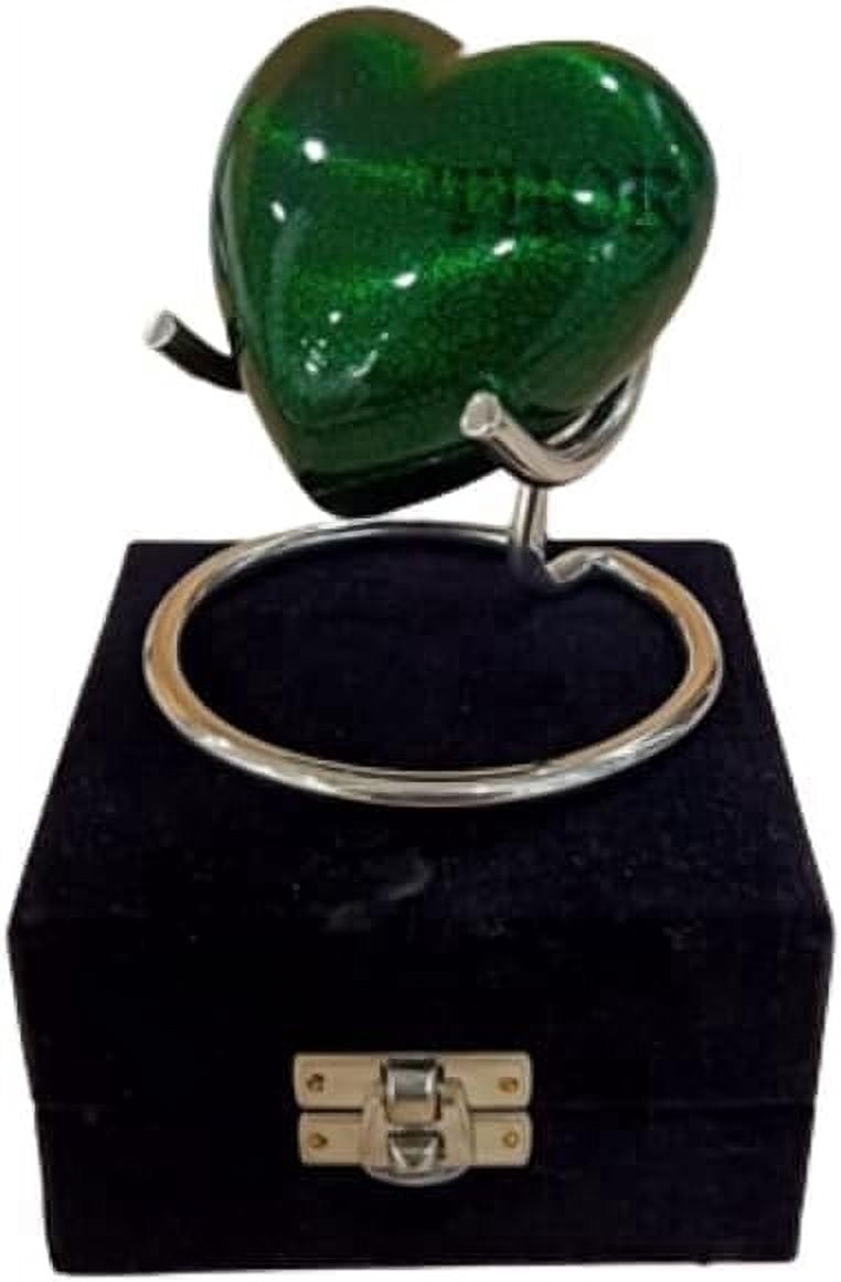 Brass Heart Forever Cremation Keepsake Urns for Human Ashes Beautiful Small Urns Green Color with Premium Case Handcrafted Cremation Urns for Ashes A Lasting Tribute to Your Loved One