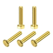 Brass Hex Bolts, 1/4-20x1-1/4" 5 Pack Fully Thread Grade 4.8 Machine Screws