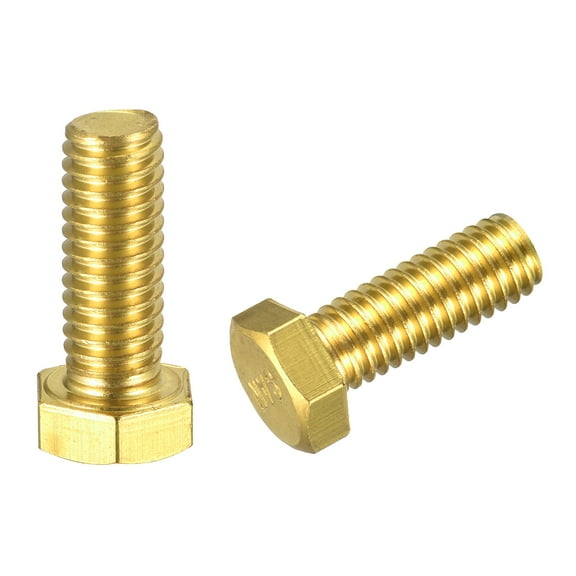 Brass Hex Bolts, 3/8-16x1" 2 Pack Fully Thread Grade 4.8 Machine Screws