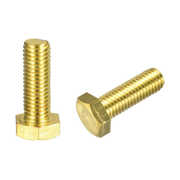 Brass Hex Bolts, M12x35mm 2 Pack Fully Thread Grade 4.8 Machine Screws