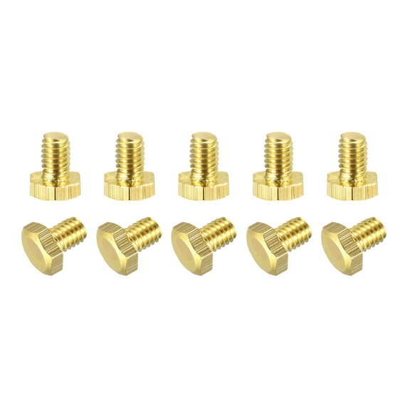 Brass Hex Bolts, M4x6mm 10 Pack Fully Thread Grade 4.8 Machine Screws