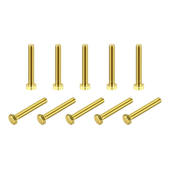 Brass Hex Bolts, M6x40mm 10 Pack Fully Thread Grade 4.8 Machine Screws