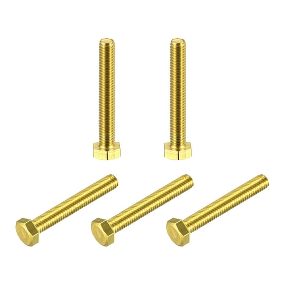 Brass Hex Bolts, M6x40mm 5 Pack Fully Thread Grade 4.8 Machine Screws