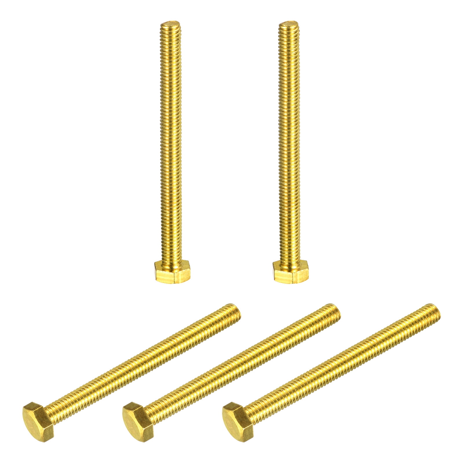 Brass Hex Bolts M6x70mm 5 Pack Fully Thread Grade 4 8 Machine Screws