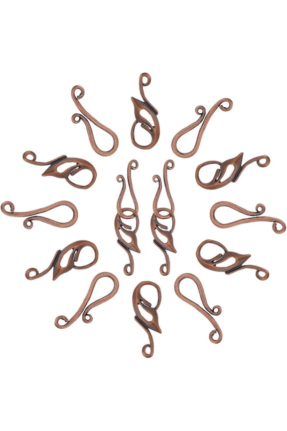 Brass Hook Clasps Cadmium Free Lead Free Rack Plating Wing Red Copper 43x9x3mm Hole: 2mm