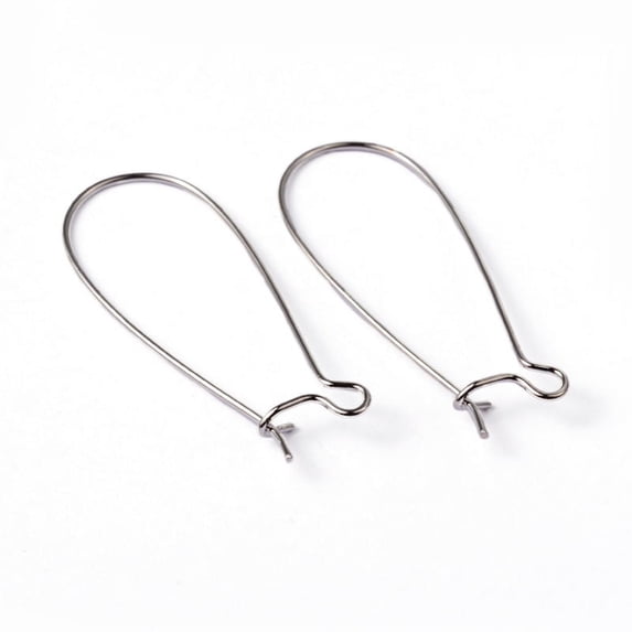 Brass Hoop Earring Wires Hook Earring Making Findings Lead Free Cadmium Free and Nickel Free Platinum 20~21 Gauge 33x14x0.7~0.8mm Brass