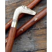 Brass Horse Head Handle Walking Stick Folding Walking Cane