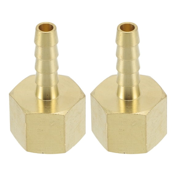 Brass Hose Barb Fittings 19/64" Barb 3/8"NPT Female Thread Connector for Air Water Oil Gas Fuel 2 Pcs Gold Tone