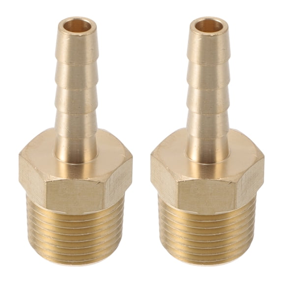 Brass Hose Barb Fittings 1/4" 3/8"NPT Male Thread Straight Barb Connector for Air Water Oil Gas Fuel 2 Pcs Gold Tone