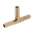 thumbnail image 1 of Brass Hose Barb Fittings 1/4" T Shaped 3 Way Connector for Air Water Oil Gas Fuel 1 Pcs Gold Tone, 1 of 6