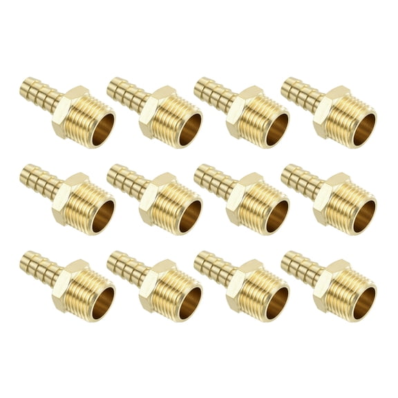 Brass Hose Barb Fittings 12 Pack 3/8" Barbx1/2" NPT Male Brass Barb Pipe Fitting