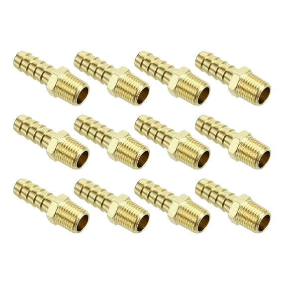 Brass Hose Barb Fittings 12 Pack 3/8" Barbx1/4" NPT Male Brass Barb Pipe Fitting
