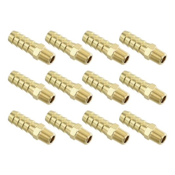 Brass Hose Barb Fittings 12 Pack 3/8" Barbx1/8" NPT Male Brass Barb Pipe Fitting