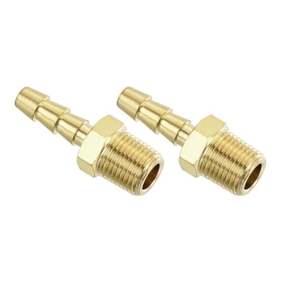 Brass Hose Barb Fittings 2 Pack 3/16" Barbx1/8" NPT Male Brass Barb Pipe Fitting