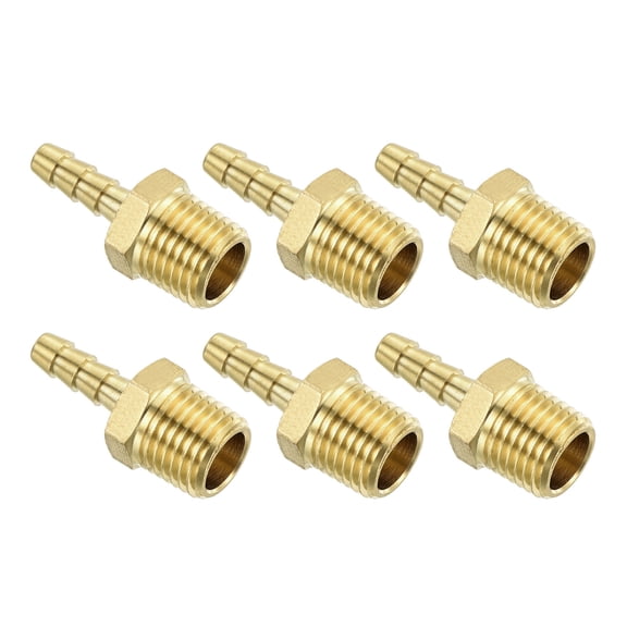 Brass Hose Barb Fittings 6 Pack 3/16" Barbx1/4" NPT Male Brass Barb Pipe Fitting