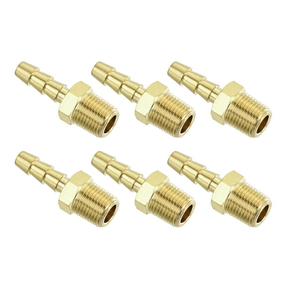 Brass Hose Barb Fittings 6 Pack 3/16" Barbx1/8" NPT Male Brass Barb Pipe Fitting