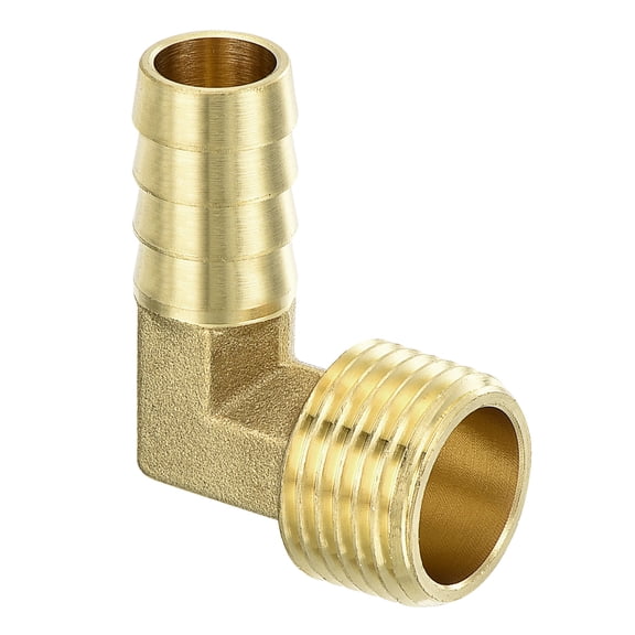 Brass Hose Barbed Elbow Fitting, 1/2" Barbx1/2" NPT Male 90 Degree