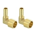 thumbnail image 1 of Brass Hose Barbed Elbow Fitting 2 Pack 3/8" Barb x 1/2" NPT Male 90 Degree Brass, 1 of 6