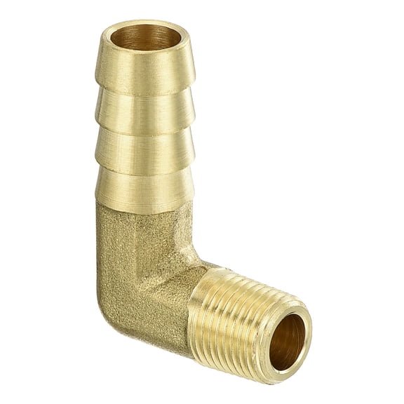 Brass Hose Barbed Elbow Fitting, 3/8" Barbx1/8" NPT Male 90 Degree