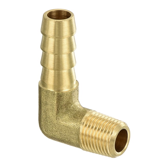 Brass Hose Barbed Elbow Fitting, 5/16" Barbx1/8" NPT Male 90 Degree