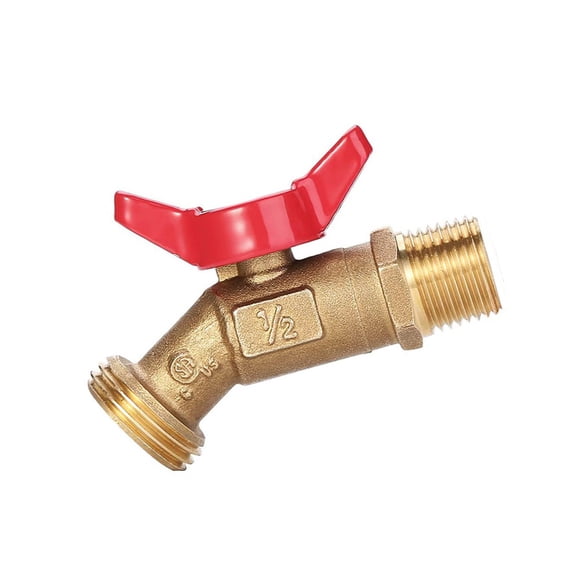 Brass Hose Faucet 0.5 Inch Inlet 3/4 Inch Outlet Rain Barrels Spigot Heavy Duty Brass Valves for Irrigation