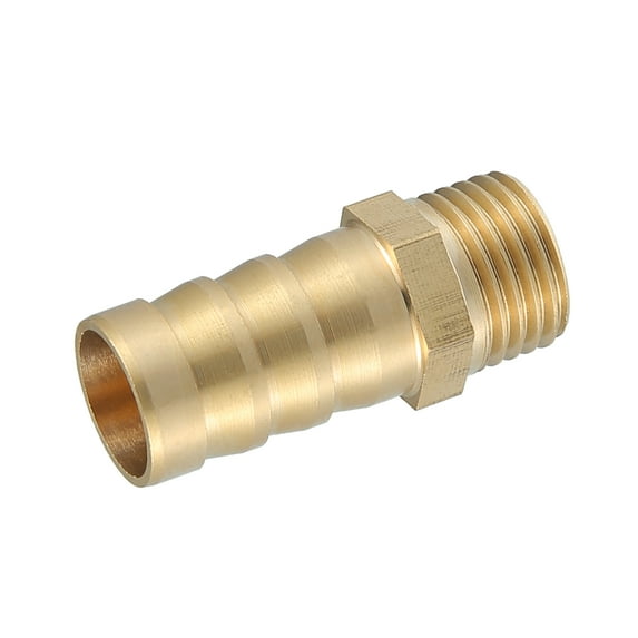 Brass Hose Fitting Connector 1/4'' NPT 12mm 0.47" Hose Adapter Universal for Car Brass Gold Tone