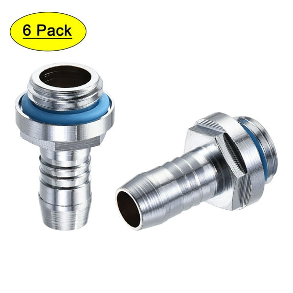 Brass Hose Fitting G1/4 Thread with OD 9mm Nozzle for Computer Water Cooling System 6pcs