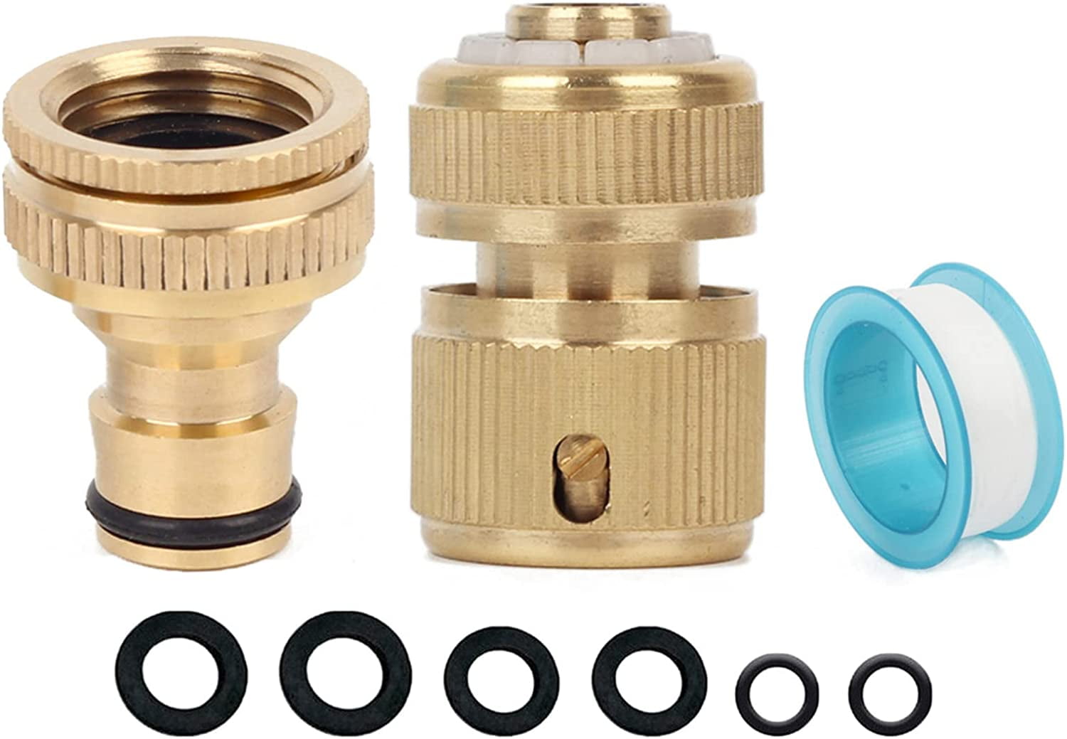 Brass Hose Pipe Tap Connector, 1/2 & 3/4 inch 2in1 Threaded Tap
