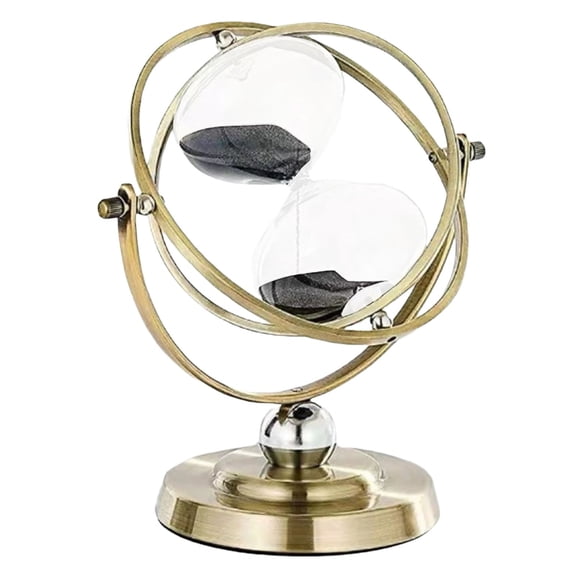Brass Hourglass 60 Minutes, 720° Rotating Vintage Sand Timer with Black Sand, Large Metal Sand Clock for Office Desk, Home Decor & Wedding Gifts