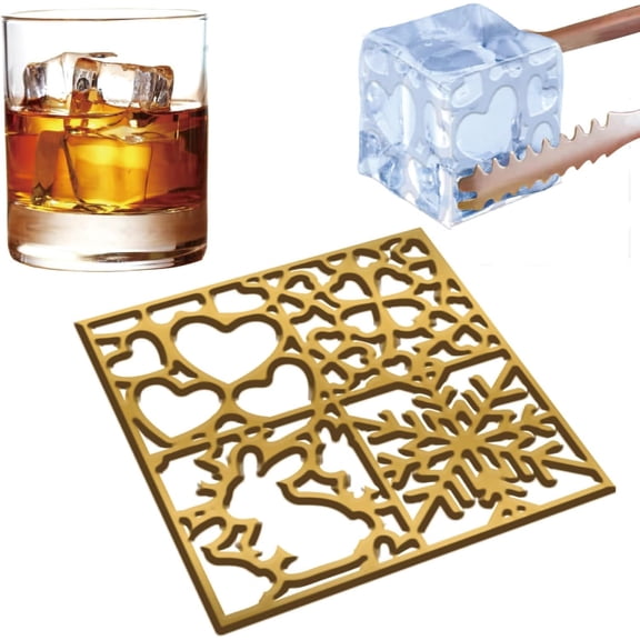 Brass Ice Design Tray Ice Mold for Whiskey & Cocktails Heart 110x110x3mm