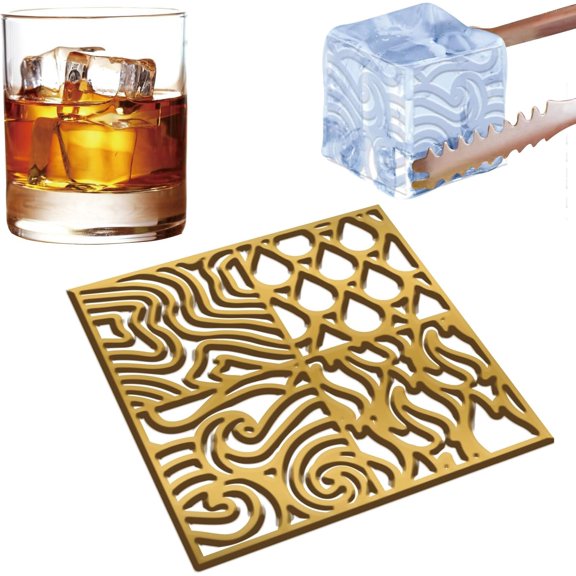 Brass Ice Design Tray Ice Mold for Whiskey Cocktails Mixed Shapes 110x110x3mm colorful