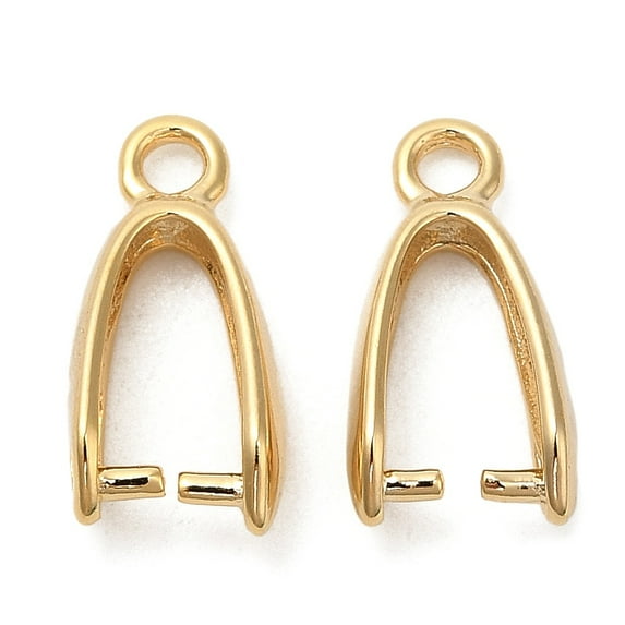 Brass Ice Pick Pinch Bails Cadmium Free & Lead Free Real 24K Gold Plated 15x7.5x4mm Hole: 2mm Pin: 1mm