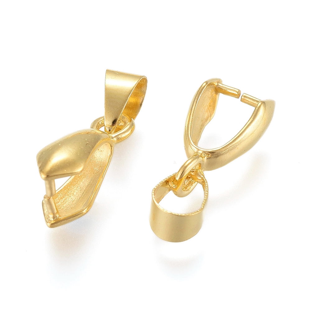 Brass Ice Pick Pinch Bails Long-Lasting Plated Real Gold Plated Real 18K Gold Plated 13x4mm Hole: 4x6mm Inner Size: 7x4.5mm Pin: 0.7mm