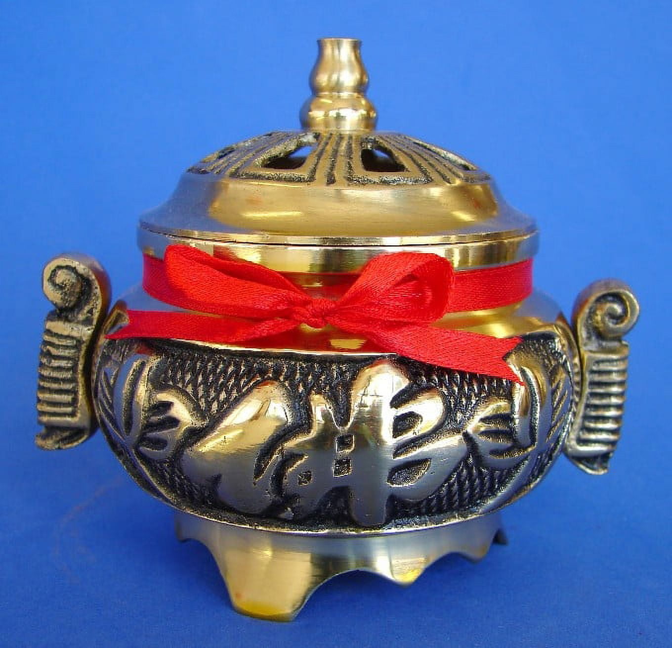 Brass Incense Burner with Cover for Cone Incenses