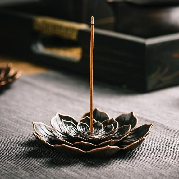 Brass Incense Holder,Lotus Incense Sticks Holder Incense Burner Ash Catcher for Home Decor,Yoga,SPA