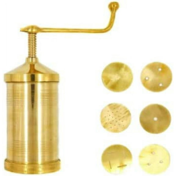 Brass Indian Sevanazhi Chakli Press/Sancha/Murukku/Gathiya/Janthikulu/Idiyappam Maker Machine With Free 6 Different Jalis/Shape Mould