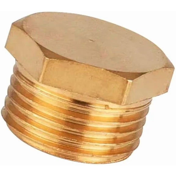 Brass Internal Hex Pipe Plug, 1pcs Brass 1/8 1/4 3/8 1/2 3/4 BSP Male/Female Thread Pipe Hex Head End Cap Plug Connector Fitting Coupler Adapter(External Thread,1/8")