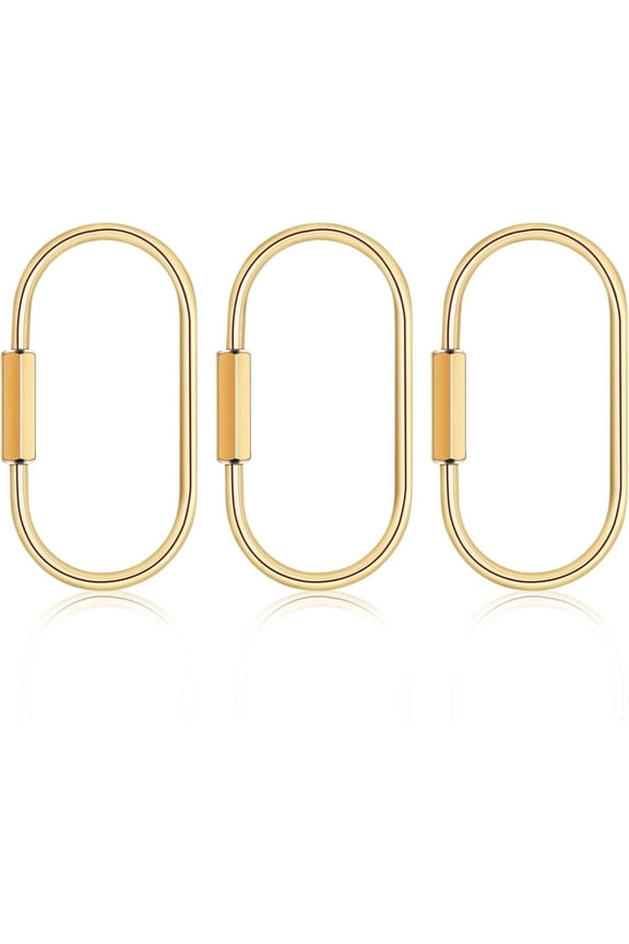 Brass Key Ring with Screw Lock - Durable Gold Carabiner Keychain Clip for Keys, Bags, Handbags, Premium Key Ring, Carabiner Locking Purse and Bag Charms Accessory