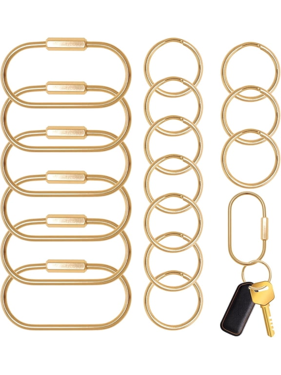 Brass Key Rings Bulk Gold Key Chain Organizer Holder for Men Women with Secure Screw Locking 10 O-Rings Cute Purse Bag Charms
