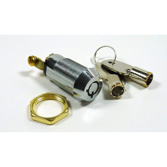 Brass Key Switch SPST 5/8" Barrel With 2 Keys 2-1/8" Long